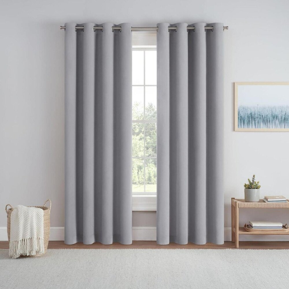 NWT Eclipse 100% Blackout Lined 1 Piece Grommet Curtain Haze Blue 50" x 84"